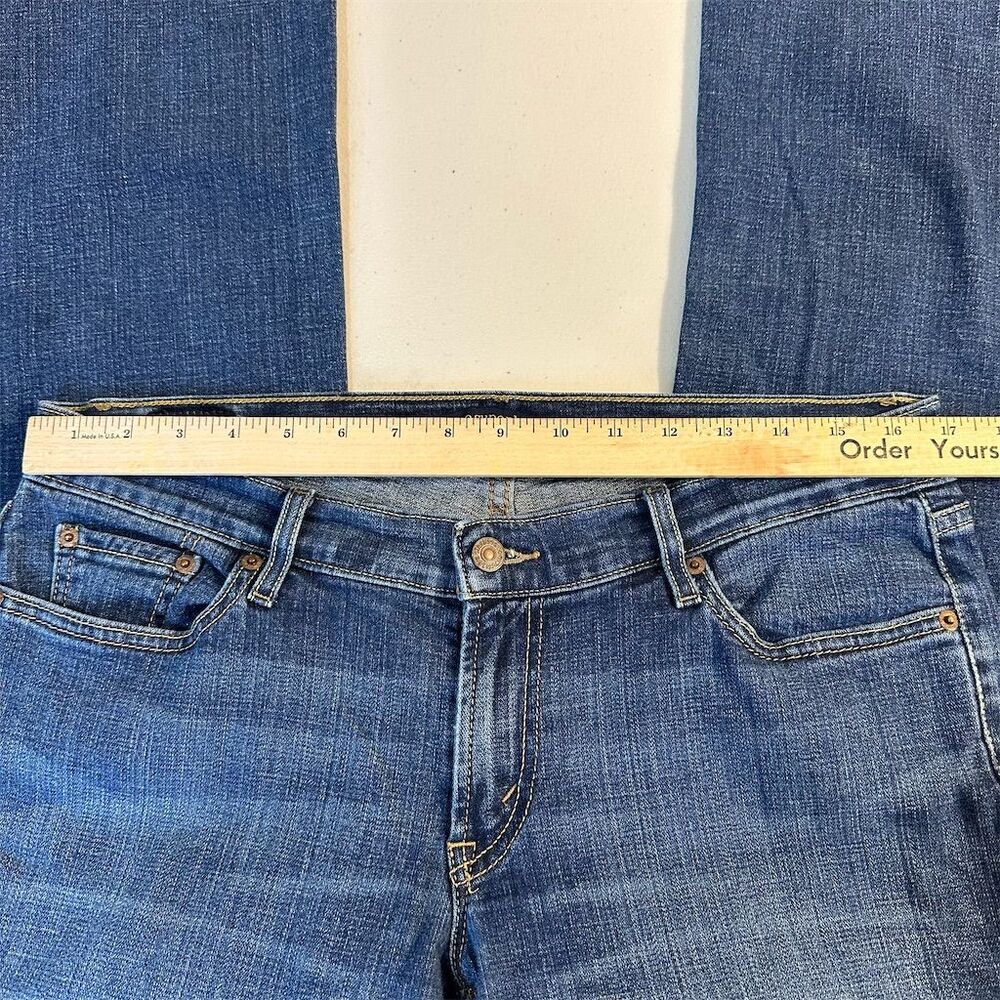 Levi's Women's Too Super Low 524 Bootcut Jeans Size 13 Blue Dark Wash - Picture 10 of 15